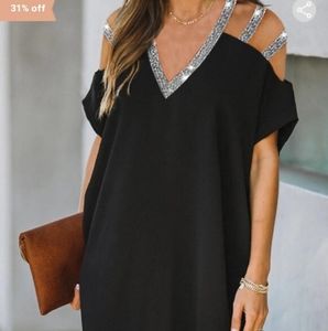 Cold shoulder shift dress